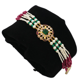 22k Gold Interlink Colourful Pearl Bracelet A