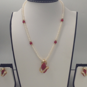 White cz;coral pendent set with flat pearls
