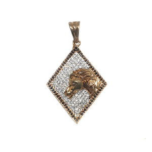 925 Sterling Silver Rhombus Shaped Horse Pend