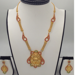 Red and Green Stones Laxmi Necklace Set JNC00