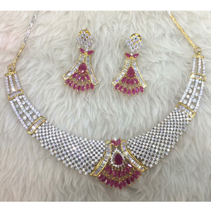 916 Gold Fancy Diamond Necklace Set For Weddi