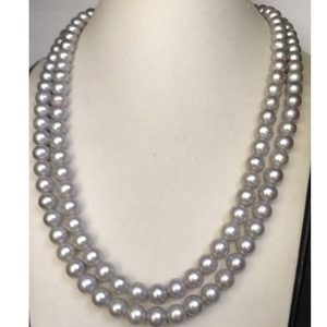 Freshwater Round Grey Pearls Necklace 2 Layer