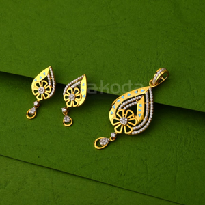 916 Gold Ladies Designer Pendant Set FPS392
