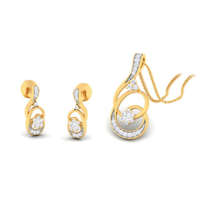 22k gold cz morning paisely pendant set