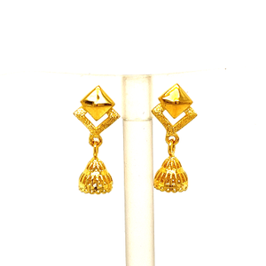 22k Yellow Gold Traditional Jhumki  Plain Ear