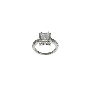 Square Shape Diamond Ring In 925 Sterling Sil