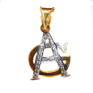 916 Gold CZ Diamond AG Later Monogram Pendant