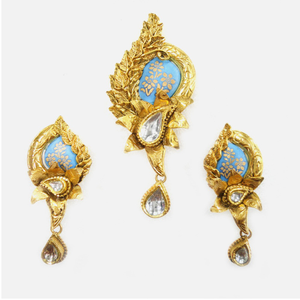 916 Gold Antique Meenakari Pendant Set RHJ-31