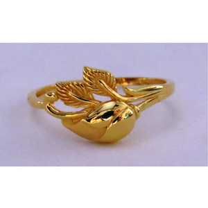 22kt gold plain casting feather ring for wome