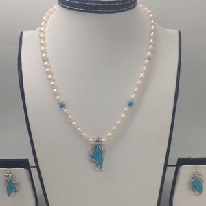 White cz and turquoise pendent set with ova
