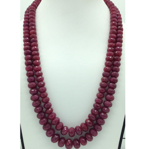 Natural Red Ruby Round Faceted 2 Layers Nec
