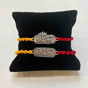 925 Silver King Queen Nam Desgin Couple Rakhi