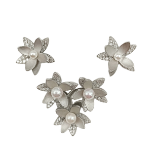 pearl flower 925 silver pendant set
