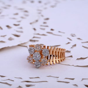 750 Rose Gold Cz Hallmark Stylish Ladies Ring