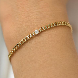 18 kt real solid yellow gold cz cuban link ch