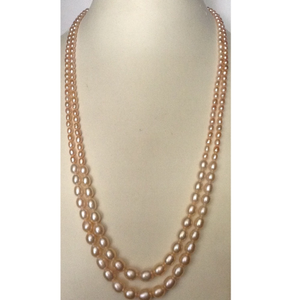 Pink oval graded fresh water 2 layers necklac