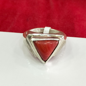 Silver mangal stone gents ring