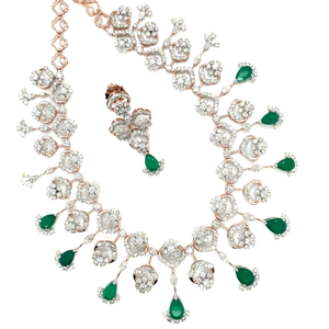 14k rose gold and diamond studded necklace se