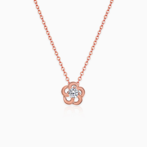Rose gold flower pendant with link chain