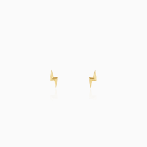 Golden lightning bolt stud earrings