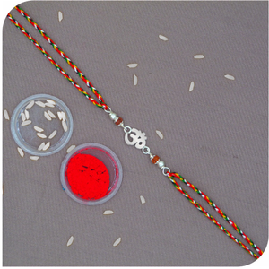 Rudrax om silver rakhi