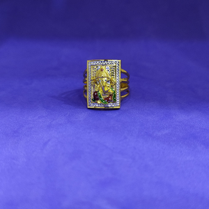 916 Gold CZ Ganesh Design Gents Ring 