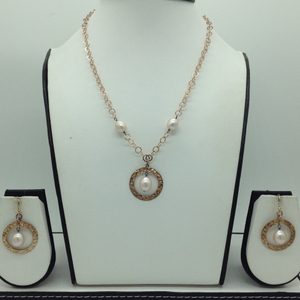Freshwater cream pearls silver necklace set 
