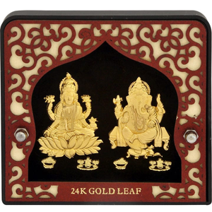 Laxmi Ganesh Frame In 24K Gold Foil MGA - AGE