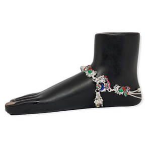 Silver meenakari designer payal mga - pls0188