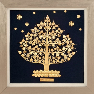 Home Decor Money Tree Frame In 24K Gold Foil 