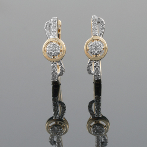 18kt yellow gold diamond fancy bali earrings