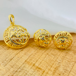 22k Gold Plain Pretty Pendant Set