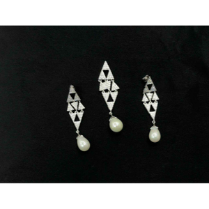 92.5 sterling silver pearl pendant set ms-384