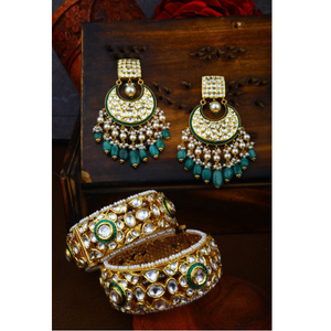 Gold Kundan Chandbali Earring With Bangles Fo