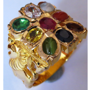22KT Gold close setting navgraha 9 oval Gemst