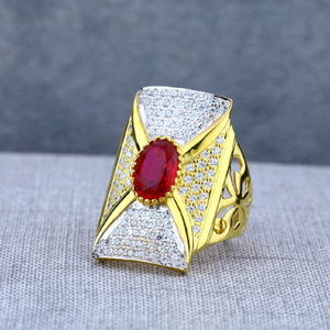 Mens Exclusive Long 22ct Gold Fancy Cz Ring-M