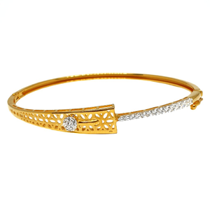 18k gold designer cz kada bracelet mga - brg0