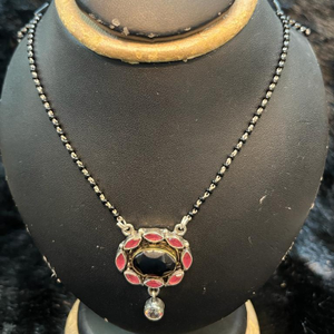 925 Silver Pink Stone Pendant Chain