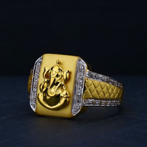 916 Gold CZ Ganpati Design Ring