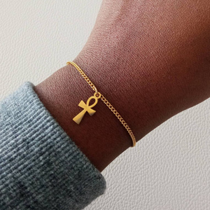22 kt yellow gold egyptian cross women's brac