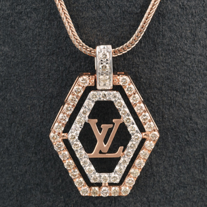 18kt rose gold  lV shaped diamond pendant