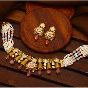 22k gold antique designer fancy necklace set.