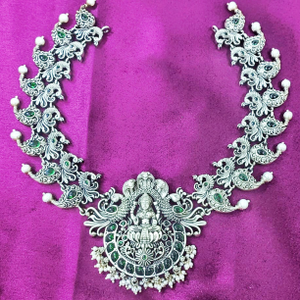 Mesmerizing Pure Silver Lakshmi Necklace with