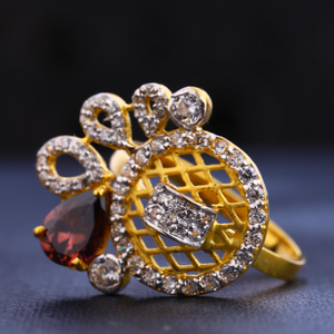 22CT Cz Ladies Gold Designer Diamond  Ring LR