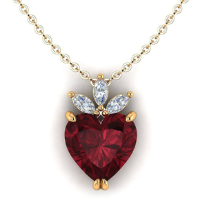 18k Gold And Red Heart Diamond Pendant