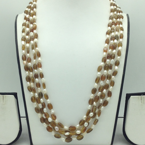 White Oval Pearls with Brown Oval Beeds 4 