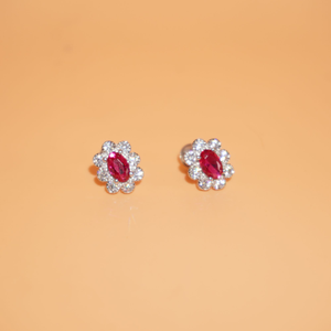 925 Silver Fancy Pink Stone Earrings