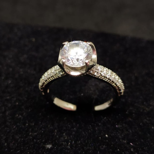 silver single stone ladies rings RH-LR544