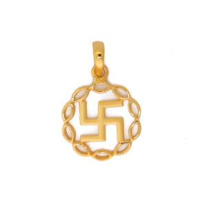 22k yellow gold swastik pendant
