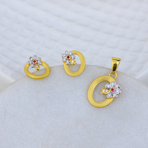round  shape flower design pendant set
